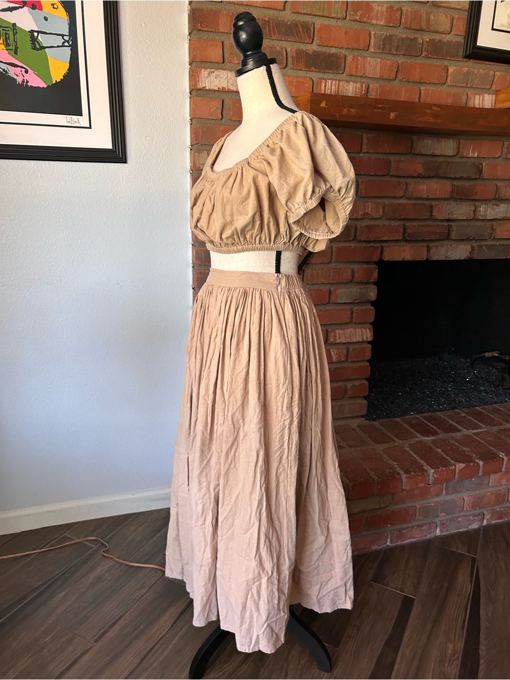 Laude the Label Bubble Top & Midi Skirt Set in Tan Sz S - Picture 4 of 7